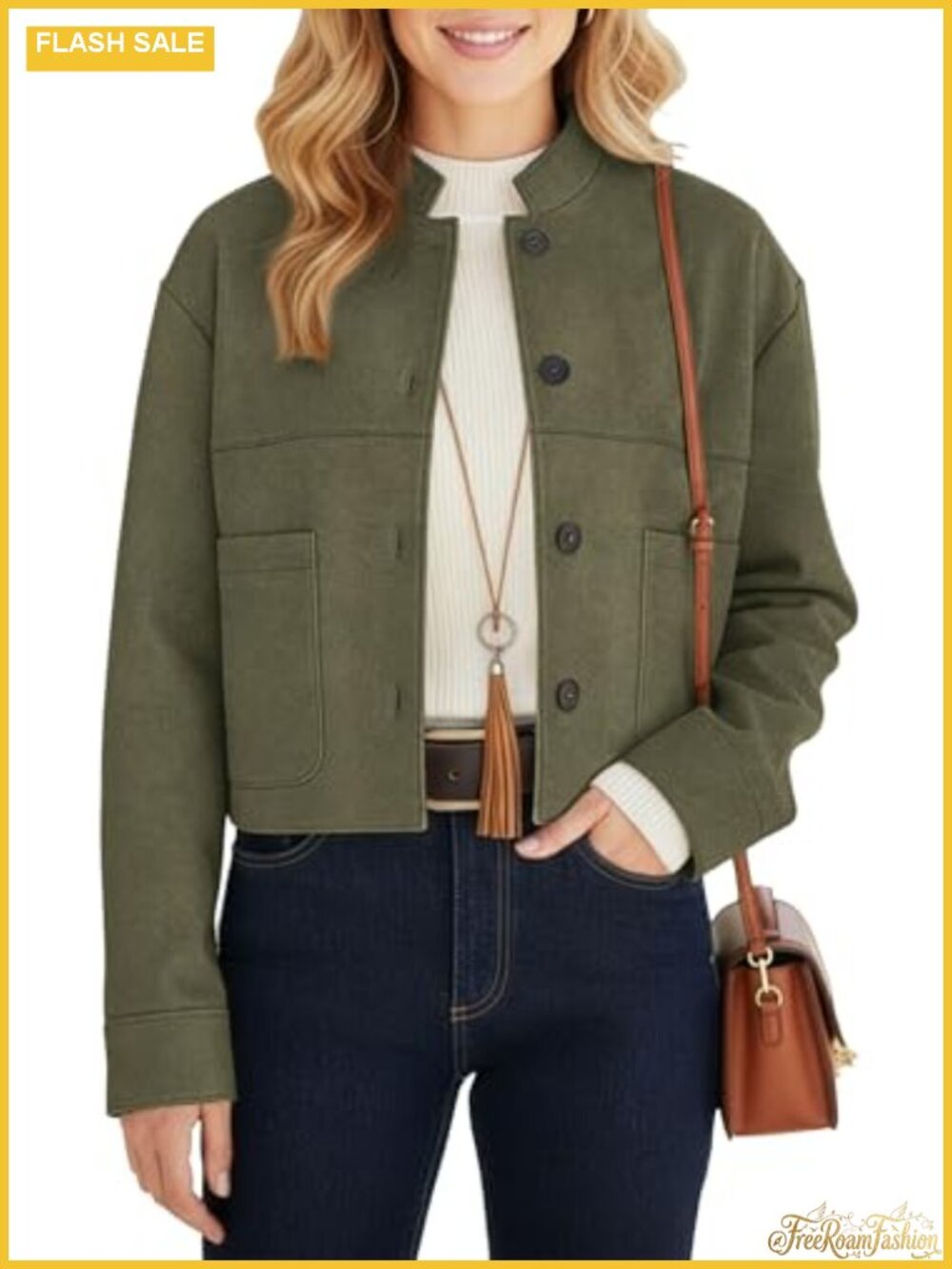Faux Suede Cropped Bomber Jacket Lightweight Aviator Casual Outerwear